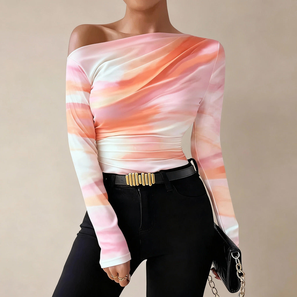 Tie-Dye Long-Sleeve Blouse