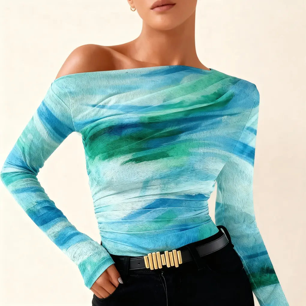 Tie-Dye Long-Sleeve Blouse